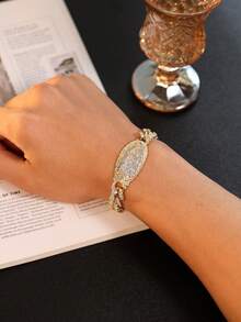 Mexican Jewelry Guadalupe Bracelet Religious Gold Plated With Stones Guadalupe Bracelet ,Guadalupe Thaddeus Bangle,18k Gold Plated Virgin Mary Thaddeus Bracelet - Gold - View 8