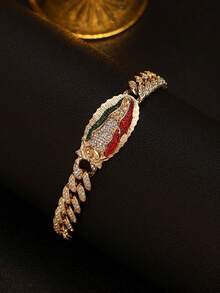 Mexican Jewelry Guadalupe Bracelet Religious Gold Plated With Stones Guadalupe Bracelet ,Guadalupe Thaddeus Bangle,18k Gold Plated Virgin Mary Thaddeus Bracelet - Gold - View 1