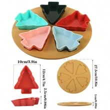 Charola en forma de árbol de Navidad para aperitivos festivos - Opción perfecta para restaurantes/hoteles. Platos y conjunto para dip en forma de árbol de Navidad, Plato para aperitivos navideños con charola, Plato para aperitivos, postre, ensalada de frutas desmontable, Charola para cubiertos - Opción perfecta para restaurantes - Multicolor - Ver 4