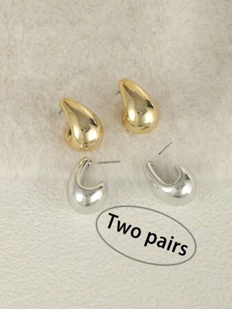 2-4 件时尚泪珠形耳环，适合女士休闲日常佩戴