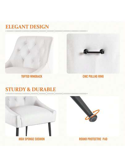 Set Of Dining Chairs Metal Feet, Moderne Kitchen Backrest, Dining/Living Room Lounge view 4