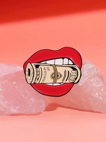 1 pieza Broche asimétrico con diseño de cabeza de esqueleto/billete de dólar único, accesorio de moda para ropa o sombrero