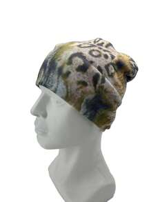 Y2K 风格无檐便帽，图案印花哥特式针织帽，户外保暖冬季男女通用，波西米亚条纹印花百搭休闲可爱腈纶针织帽，适合所有季节 - A - 查看 4