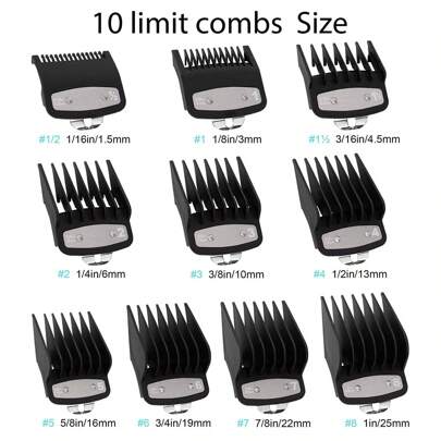 10pcs Professional Limit Comb Set For Men - Efficiently Cut Hair With Electric Clippers And Comb, Hair Tools, Hair Products And Accessories For Barber Salon Beauty Travel Essentials, Back To School, Travel Holiday Essentials, Hair Accessories For Women, Slick Back Brush, Barber Accessories, Hair Dryer, Hair, Barber, Hair Tools, Hair Products,Hair Dryer,Hair, Accessories, Hair Products, Hair Tools, Hair Stuff, Hair Care, Curly Hair Brush, Barber, Barber Accessories, Hairdressing Equipment,Travel Essentials,Travel Essential,Hairstyle,Hairdressing,Hair,Travel,Hair Products,Hair Tools,Hair Stuff,Barber,Barber Accessories,Barbershop,Hairdressing Equipment