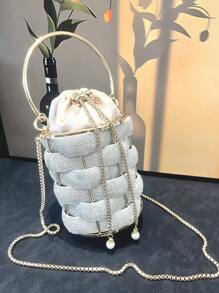 Luxury Designer Purses And Handbag Handmade Bag Evening Clutch Bag Shiny Rhinestone Bucket Bag - Silver - View 7