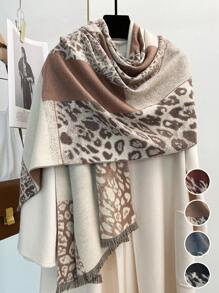 FADZOYLE 1 chiếc khăn choàng Jacquard họa tiết da báo cho nữ, khăn choàng nghệ thuật cho nữ, khăn choàng Poncho dài, khăn choàng quấn, khăn choàng lưới lớn giữ ấm mùa đông, khăn choàng lớn, bộ sưu tập thời trang mới thanh lịch, quà tặng cô dâu, phù dâu, khăn choàng du lịch - khăn quàng cổ - Xem 12