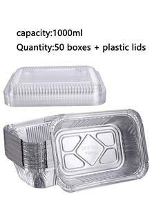20/50pcs Disposable Aluminum Foil Baking Pans - Silver - View 13