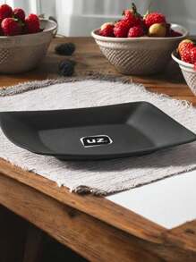 Kit Of 12 Square Plates For Snack Dessert Small Sophisticated Design Practical Breakfast - màu đen - Xem 3