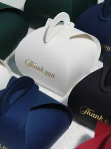 Hộp quà cảm ơn thanh lịch gồm 10 hộp, hộp quà nhỏ đựng kẹo, sôcôla và quà tặng nhỏ, nhiều màu sắc với thiết kế "Cảm ơn" bằng giấy bạc màu vàng, lý tưởng cho đám cưới, tiệc mừng sinh nhật, quà tặng tiệc sinh nhật và những dịp đặc biệt - 5,5x5,5x6,5cm - Xem 2