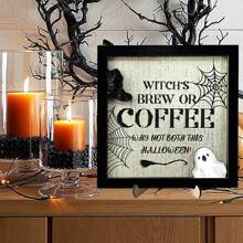 1 Piece 3D Double Wooden Coffee Sign, Fun Halloween Theme "Fresh Boo Coffee", With Ghost Accent, Classic Home Decoration Style, Holiday Kitchen Logo With Bracket Best Gifts Birthday Halloween Decor Fall Decor Room Decor Autumn Decor - Multicolor - View 17