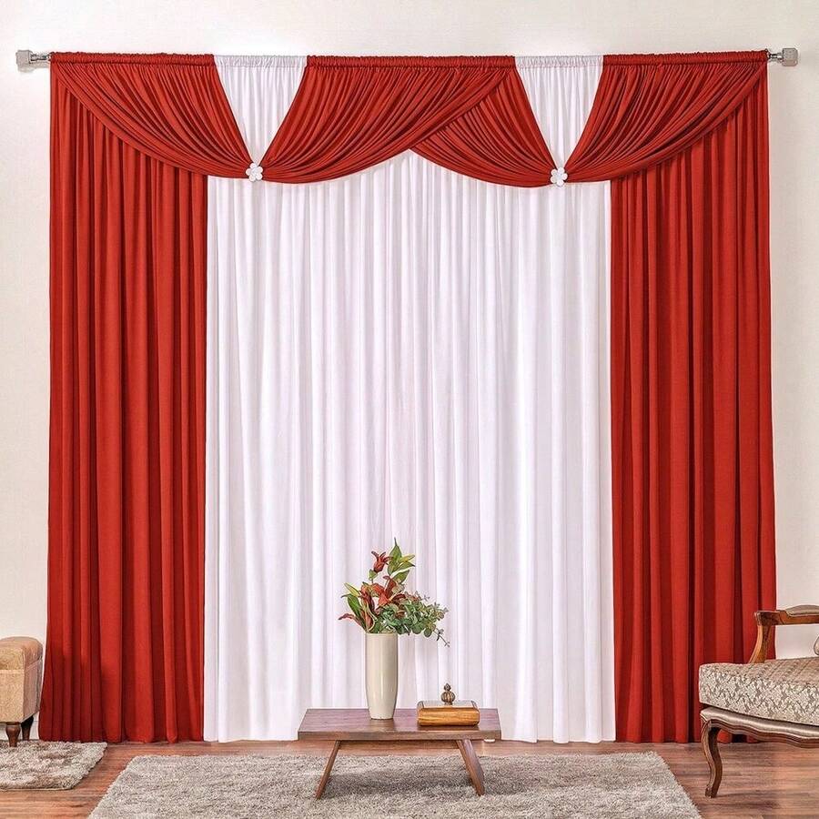 Floripa Curtain - 紅/白 - 查看 1