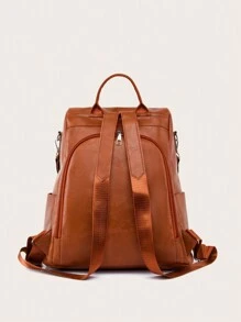 Backpack 2024 Women's Bag LARGE School Work Travel Synthetic Leather - 紫紅色 - 查看 4