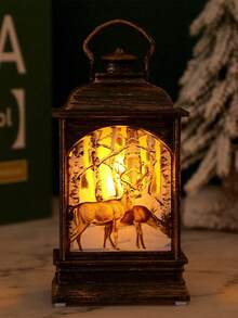 1 件装圣诞节装饰复古小扁风灯点亮小饰品最佳礼物 - 彩色 - 查看 5