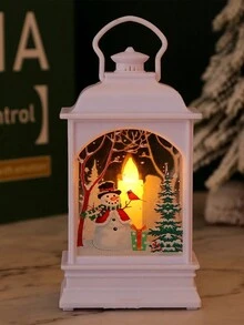 1 件装圣诞节装饰复古小扁风灯点亮小饰品最佳礼物 - 彩色 - 查看 6