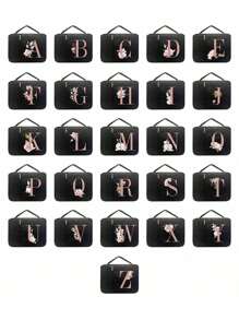 时尚简约复活节耶稣印花圣经袋和 1 个不锈钢书签，带和链条、首字母印刷、圣经封面、圣经架、便携整理袋，带拉链和口袋，适用于标准尺寸圣经袋，用于圣经学习，圣经封面，花卉圣经盒，带手柄的圣经袋，非常适合成人女性男性圣经学习（黑色）（拉链位置随机）