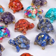 1 đồ trang trí trang trí hình con rùa bằng đá tự nhiên, đồ trang sức động vật sáng tạo trang trí nhà cửa, quà tặng bỏ túi - vỏ đầy màu sắc - Xem 7