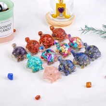 1 đồ trang trí trang trí hình con rùa bằng đá tự nhiên, đồ trang sức động vật sáng tạo trang trí nhà cửa, quà tặng bỏ túi - vỏ đầy màu sắc - Xem 4