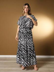 Women's Viscose Set Stripes, New Model Premium M-11 - màu đen - Xem 3