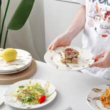 25 piezas Platos de cena de mármol blanco reutilizables y lavables, adecuados para la cocina occidental, reuniones familiares, trabajo en equipo, bodas y talla grande