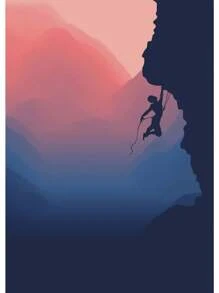 1 件抽象攀岩探险海报和印刷品帆布画山太阳墙壁艺术画适用于客厅家居装饰无框架 - 彩色 - 查看 86