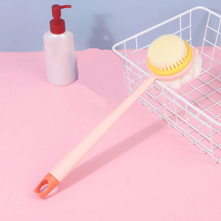 Brosse de douche avec des soies douces et raides, grattoir de dos à
