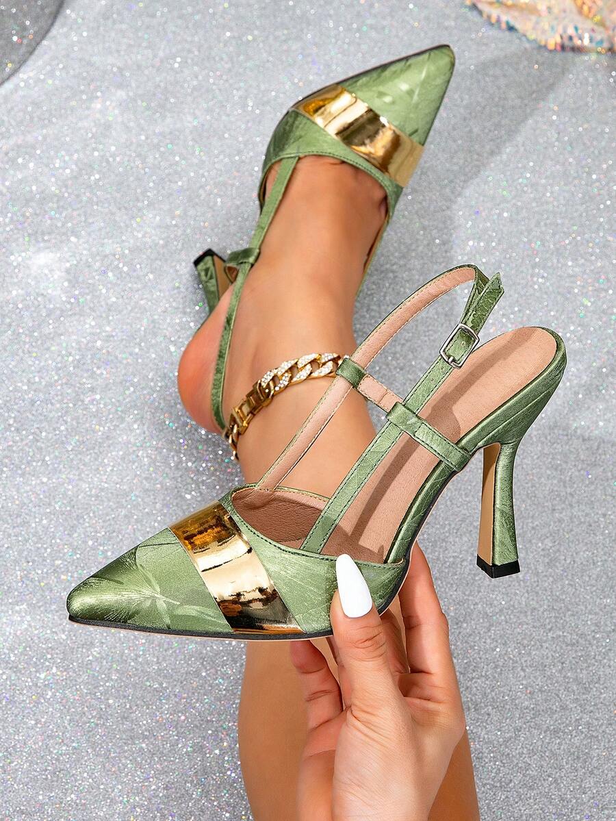 French Style Women High Heel Pointed Toe Office Work And Formal Dress