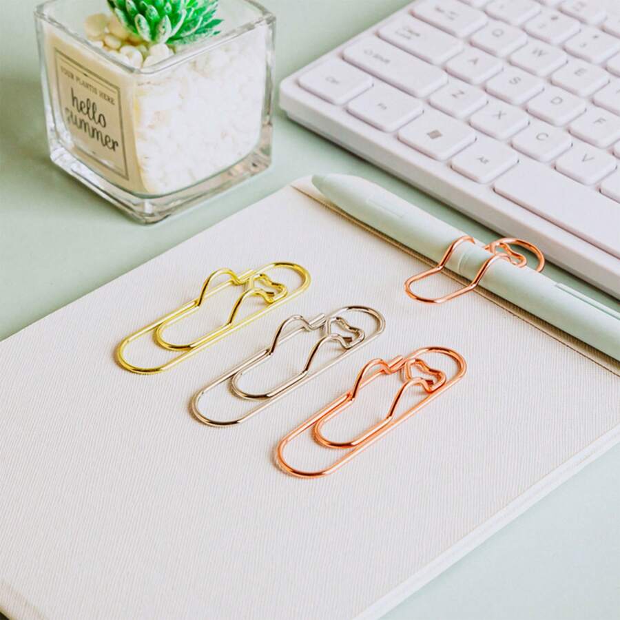 5pcs/10pcs Multi-Function Metal Pen Clips, Paper Clips, Memo Holder For Diary & Writing (Random Color) - Multicolor - View 1