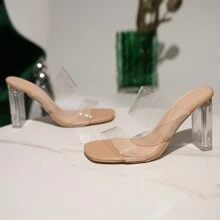 Giày Sandal Nữ Đế Cao Thoải Mái Bền Bán Chạy Nhất Da Mềm Thời Trang Trong Suốt Pha Lê Giày Cao Gót Nữ Dép Nữ Ngoài Trời Đa Năng Phong Cách Công Chúa Gót Cao - Màu be - Xem 2
