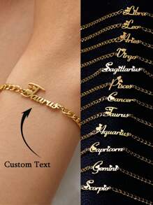 Pulseira Personalizada com Nome Personalizado, Encantos de Aço Inoxidável, Corrente Grossa Gravada com Múltiplas Fontes de Nomes, Pulseira de Corrente NK, Presente para Mulheres, Homens, Joias de Hip Hop, Presentes Personalizados de Aniversário - Dourado - Visão 2