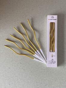 1 盒/6 件镀金弧形蜡烛，浪漫派对装饰，面包店生日蛋糕蜡烛，各种活动装饰，生日蜡烛，生日装饰，生日快乐，房间装饰礼物毕业