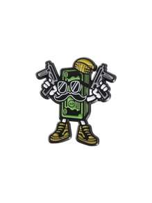1 pieza Broche asimétrico con diseño de cabeza de esqueleto/billete de dólar único, accesorio de moda para ropa o sombrero