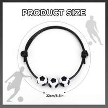 6 件运动派对礼品串珠手链，足球篮球棒球排球珠球手链可调节励志腕带运动主题生日派对礼品，适合青少年成人、圣诞节 - 足球 - 查看 4