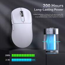 ATTACK SHARK X3 49g Ultralight Mouse, PixArt PAW3395 Gaming Sensor, BT/2.4G Wireless/Wired Gaming Mouse, 26000 DPI, 200 Hours Battery, Office Mice for Win11/PS - Weiss - Übersicht 3