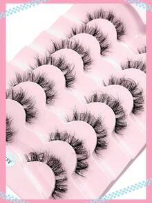 Asiteo 7 Pairs 3D Transparent False Eyelashes With Faux Mink Lashes, Fluffy Curly Cat Eye Lashes, Natural Looking Eyelash Extensions - 黑色 - 查看 6