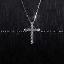 1 件简约欧式吊坠项链，适合男士，带水钻，百搭颈链 - 銀色 - 查看 11