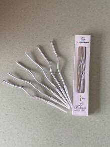 1 盒/6 件镀金弧形蜡烛，浪漫派对装饰，面包店生日蛋糕蜡烛，各种活动装饰，生日蜡烛，生日装饰，生日快乐，房间装饰礼物毕业