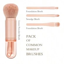 1件套旅行化妆刷套装，4合1化妆刷，可爱迷你可伸缩粉色化妆刷套装，专业化妆刷，粉底刷、散粉刷、眼影刷，女士面部化妆刷套装，化妆刷套装，化妆刷组合，化妆刷套装，全套化妆刷，化妆刷套装，全套化妆工具，化妆刷套装，化妆刷礼盒套装 - 粉色 - 查看 6