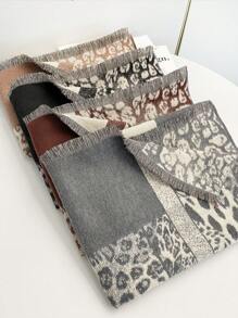 FADZOYLE 1 chiếc khăn choàng Jacquard họa tiết da báo cho nữ, khăn choàng nghệ thuật cho nữ, khăn choàng Poncho dài, khăn choàng quấn, khăn choàng lưới lớn giữ ấm mùa đông, khăn choàng lớn, bộ sưu tập thời trang mới thanh lịch, quà tặng cô dâu, phù dâu, khăn choàng du lịch - khăn quàng cổ - Xem 5