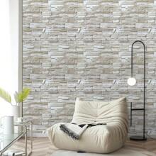 1Roll Faux Brick Wallpaper Peel And Stick Wallpaper 17.71" X196.8in/ 118.11in/39.3in Stone Wallpaper Brick Contact Paper Self-Adhesive Removable Decorative Wall Paper For Wall Kitchen Backsplash Bedroom Living Room Wall Stickers Furniture Renovation Waterproofing DIY Easy To Install, Renovation Stickers Peel Wall Panels, Wall Paper, Wallpapers, Spring Decoration Items Refresh Your Home, Rama Decoration Stickers Gifts Birthday Graduation - Light Grey - View 1