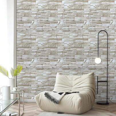 1 rouleau de papier peint autocollant effet brique fausse en pierre 17,71" x 196,8"/118,11"/39,3", papier peint de renovation papier contact autoadhésif amovible pour mur de cuisine, chambre, salon, meubles. Facile à installer, rafraîchit votre maison.