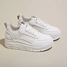 2024 年秋季新款女士厚底休闲时尚隐形厚底运动鞋 - 卡其色 - 查看 3