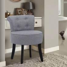 LIVINGANDHOME Living And Home Velvet Vanity Stool With Thick Cushion - Light Grey - View 2
