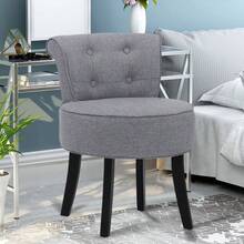 LIVINGANDHOME Living And Home Velvet Vanity Stool With Thick Cushion - Light Grey - View 4