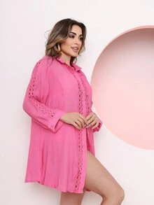 MANGGA LONGGA CHAMISE BEACH COVER - 玫紅色 - 查看 3