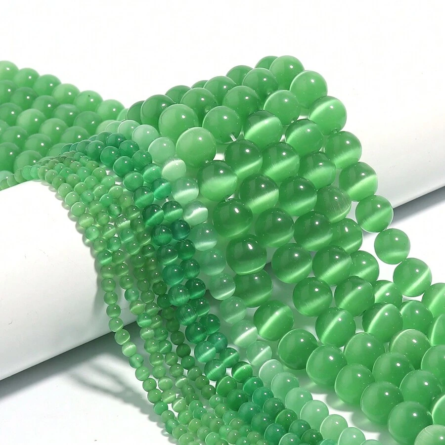 1 件装绿色猫眼石散珠适用于 DIY 项链首饰手链配件