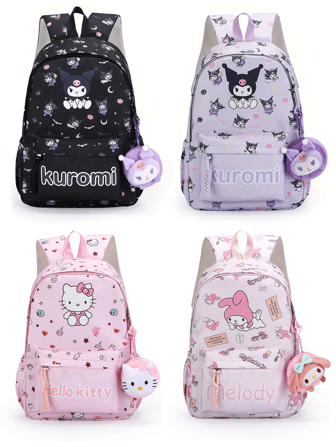 Sanrio Hello Kitty Kuromi Cinnamoroll My Melody Cartoon Backpack Cute Daypack Kitty Cat Cartoon Anime Storage Bag Casual Travel Commute Knapsack (For Different Batches Of Goods The Pattern Position And Color May Be Differentand)(Some Parts May Be Random)