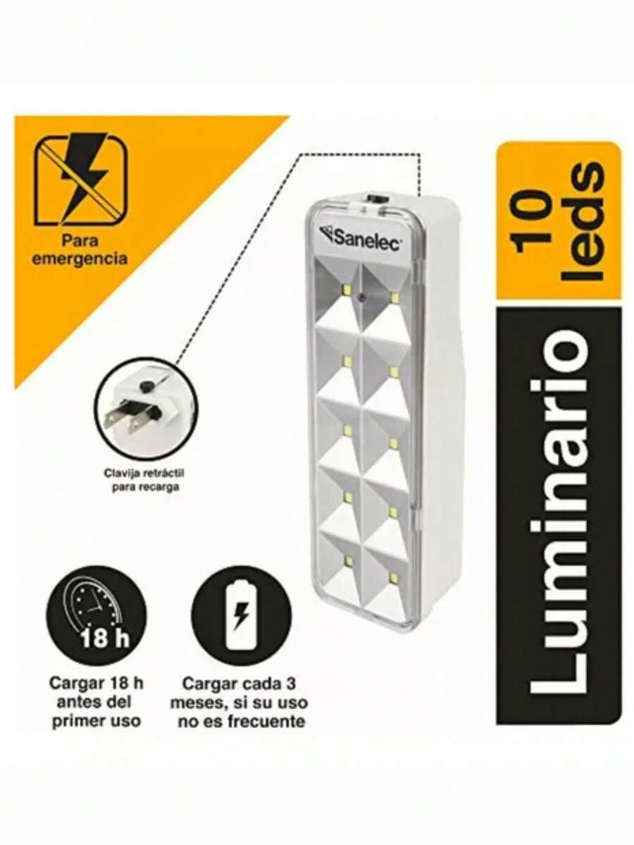 Rechargeable Emergency Lamp 127v Battery Up To 10 Hours Of Use Includes Charging Cable - 美規A型插(110-127V) - 查看 1
