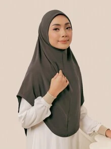 1 Stück Damen Einfarbiges Jersey Praktischer Muslimischer Pullover Hijab, Herbst/Winter zum Anziehen - Verschiedenfarbig - Übersicht 16