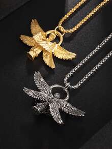 1 件天使吊坠项链，经典椭圆形 6 翼天使吊坠，时尚幸运天使装饰配件，适合学生 - 六翼天使 - 查看 4