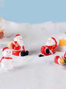 Bộ 4/6 tượng ông già Noel thu nhỏ lễ hội - Đồ trang trí tiệc Giáng sinh bằng nhựa, nhiều kiểu dáng để trưng bày trên bàn ngày lễ, - Nhiều màu - Xem 4